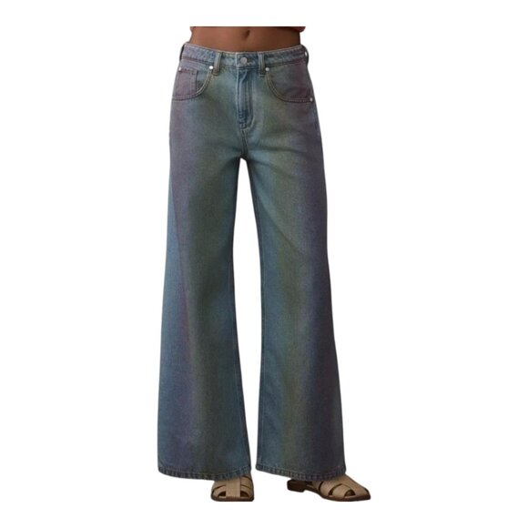 NWT Pilcro by Anthropologie The Skater Mid-rise Wide Leg Ombré Jeans Women's 25 - Picture 1 of 9